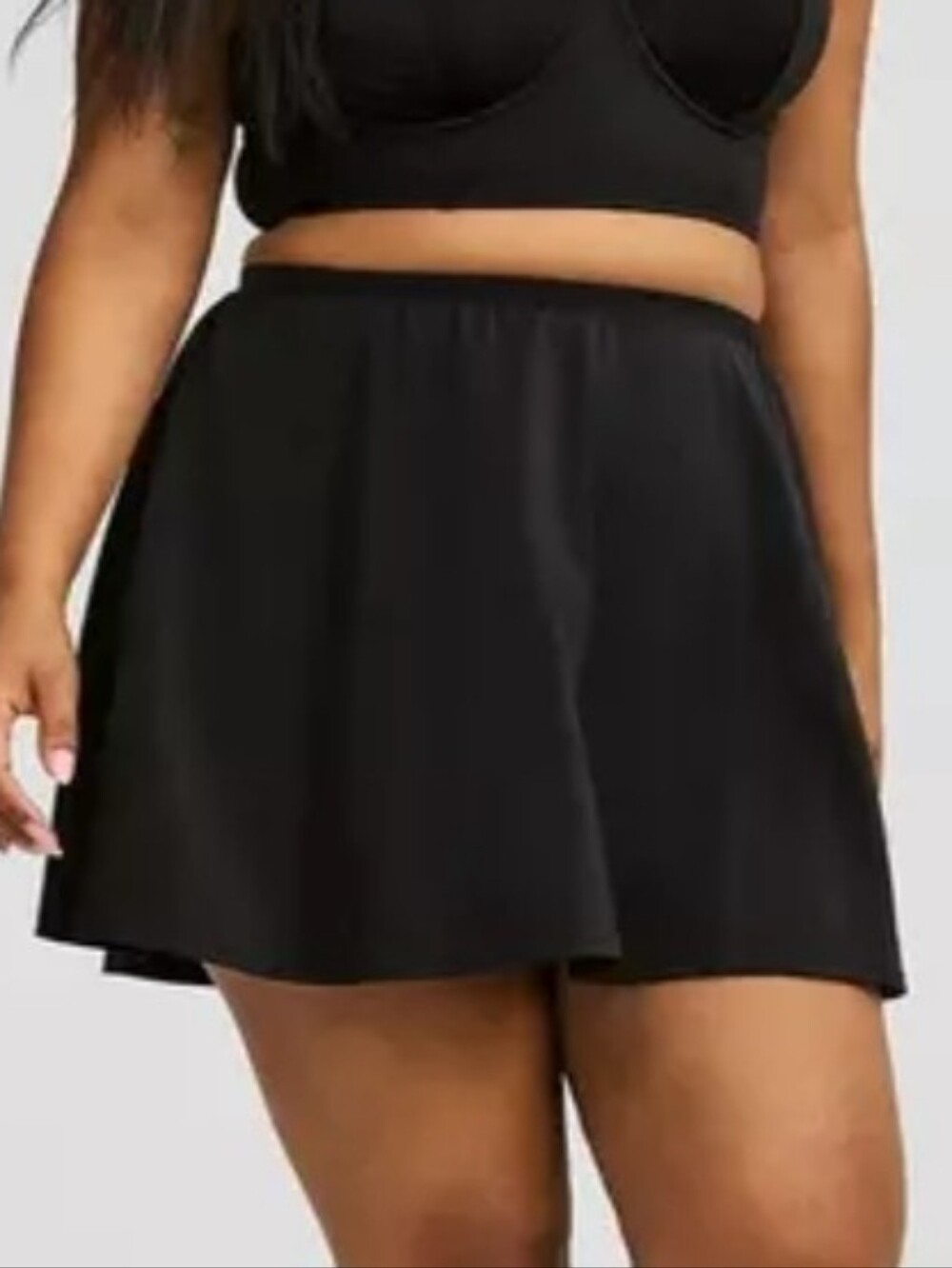Black Swim Skirt With Pocket Shorts